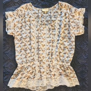 Princess Vera Wang Shell Top. Size M. Ivory with Horse Pattern